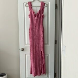 Free people pink ruched bodycon maxi dress